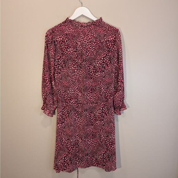 HOBBS London Stefania Dress Navy Raspberry Flowy Whimsy Tie Belt - Size 8 - Picture 2 of 8